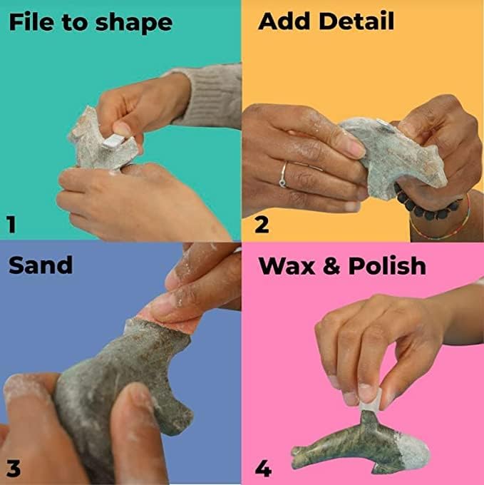 Studiostone Creative DIY Arts & Crafts Carving Kit Kids Adults Penguin Alabaster Sculpture Soapstone