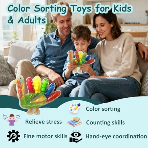 Color Sorting Toys for Toddlers, Easter Basket Stuffers, Squeeze Sensory Fidget Toys, Fine Motor Skills Toy, Montessori Learning Toys for Preschool Learning Activitie, Sensory Toy for Kids 3+ & Adults - Image 3