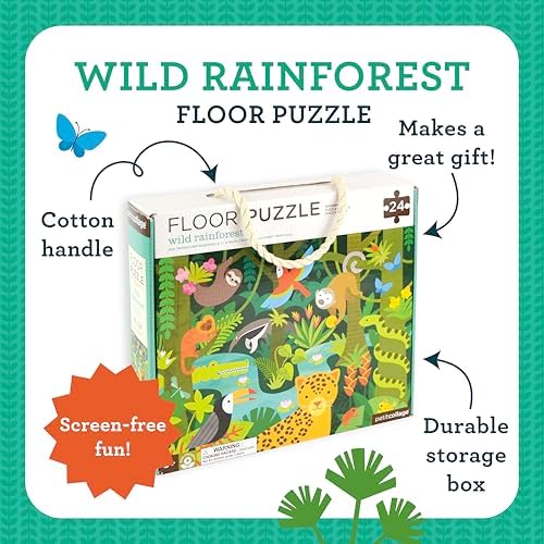 Petit Collage Floor Puzzle, Wild Rainforest, 24-Pieces – Large Puzzle for Kids, Completed Rainforest Puzzle Measures 18” x 24” – Makes a Great Gift Idea for Ages 3+ - Image 6