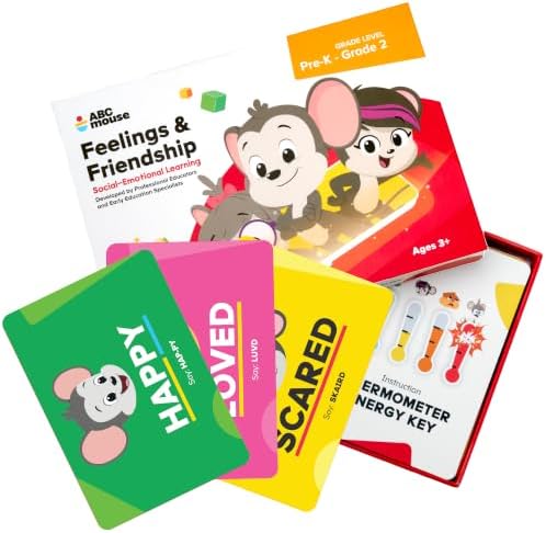 ABCmouse Emotion Cards for Kids Ages 3 to 8, 47 Feelings & Friendship Flashcards to Manage Big Emotions with Coping Strategies and Social Skills, Social-Emotional Learning Series by ABCmouse