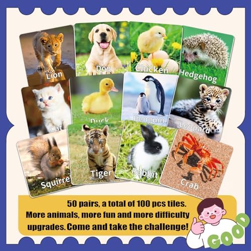YTSQLER 100 PCS Animal Memory Matching Game - Image 6