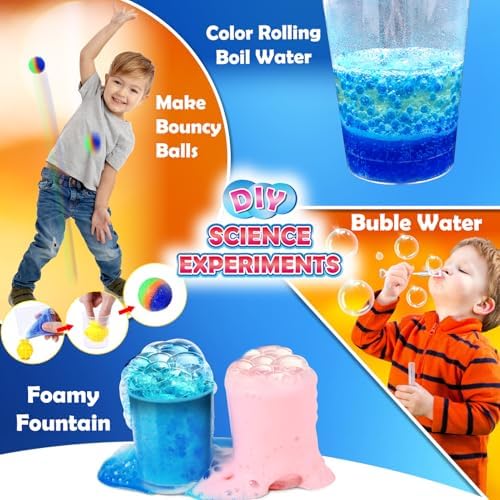 UNGLINGA 30+ Experiments Science Kits for Kids, S.T.E.M Educational Project Activities Toys Gifts for Boys Girls, Chemistry Set, Bouncy Ball, Volcano Eruption - Image 2