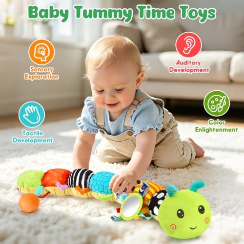 Baby Sensory Toys for 0-12 Months, Musical Caterpillar Tummy Time Toys - Image 2