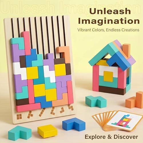 Wooden Stacking Puzzle Toy,Wooden Montessori Russian Blocks Puzzle -3D Stacking Toy for 3-6 Year,Educational Gifts for Boys and Girls. - Image 2