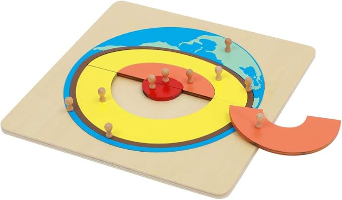 Montessori Earth Interior Panel Puzzle Early Childhood Education Geographical Aids Montessori Materials Earth Core Puzzle - Image 2