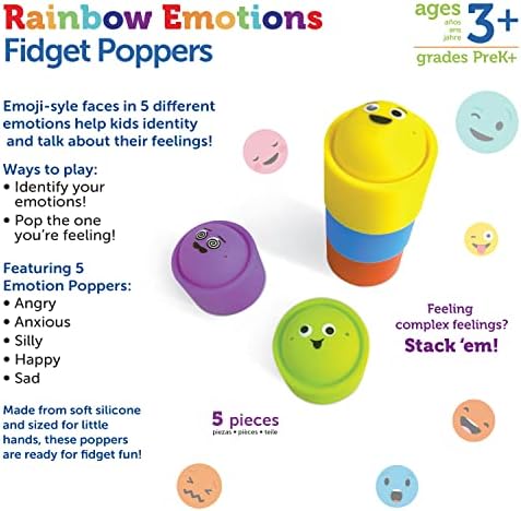Learning Resources Rainbow Emotion Fidget Poppers, Sensory Toys, Social-Emotional Learning ,Sensory Toys for Toddlers, SEL Skills,Fine Motor Skills, Ages 3+,5 Pieces - Image 6