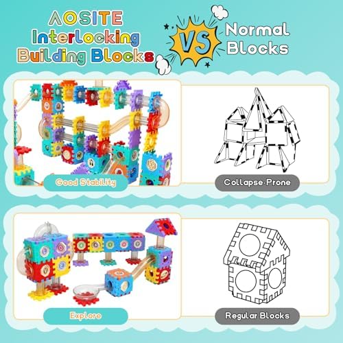 AOSITE 234 PCS STEM Marble Run Building Learning Toy Kid Gift Construction Race Track Marbles Run Building Block for 4 5 6 7 8 9 10 11 12Years, Creative Marble Run Games Boy Girl Birthday Xmas Present - Image 3