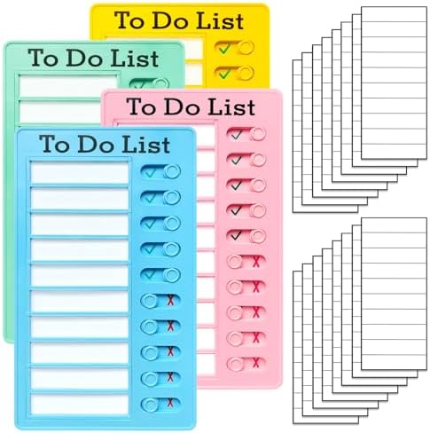 4 Pieces Chore Chart for Kids Multiple Kids - Sliding Routine Chart: Reusable to Do List, RV Checklist, Planning Board, Visual Schedule, and Reminder (bluepinkgreenyellow) by Tsytyst