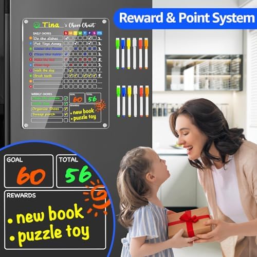 PigPotParty Acrylic Magnetic Chore Chart for Kids, Large 12x16 Inch, 3 Pack - Image 2