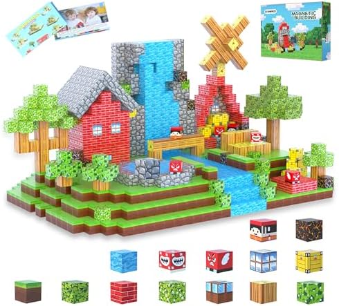176 PCS Magnetic Blocks for Kids Ages 4-8, STEM Building Toys for 3+ Year Old Boys Girls, Magnetic Tiles Stacking Blocks Educational Preschool Toys Birthday Gifts by Unknown