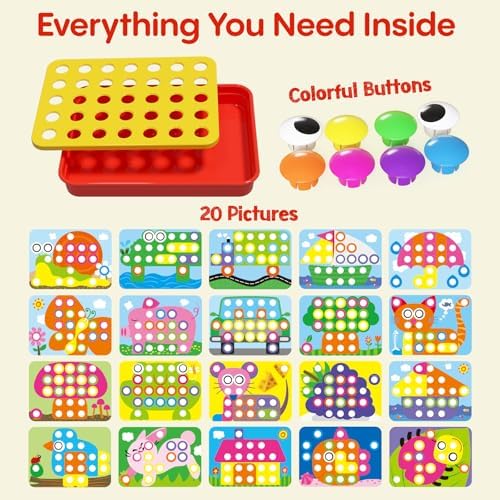 AMOSTING Button Art Toy, Color Matching Pegboard for Kids Ages 3+ - Image 3
