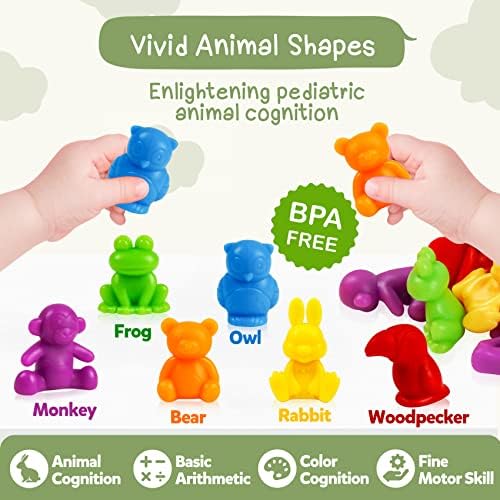 TSYAN Counting Animals Matching Games Sensory Toys with Sorting Bowls Preschool Learning Activities Color Classification Montessori Educational Toys Set Gift for Boys Girls Toddlers Toys Age 3+ - Image 4