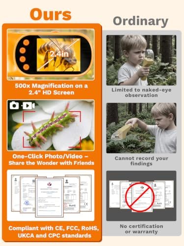 Bug Catcher for Kids with Microscope, Bug Catching Kit-Orange - Image 2