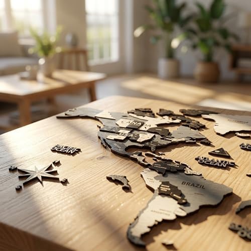 Colorfull Worlds 3D Wooden World Map Wall Art | Unique Wall Decor with Pins for Travel Enthusiasts | Home and Office Wall Décor | Grey | XXLarge - Image 6