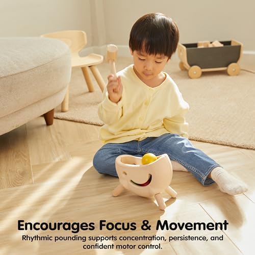PlanToys® Miracle Pounding II Wooden Pounding Bench Toy for Kids Ages 2+ | Montessori Fine-Motor & Hand-Eye Coordination Activity for Focus & Strength | Eco-Friendly Educational Toy - Image 6