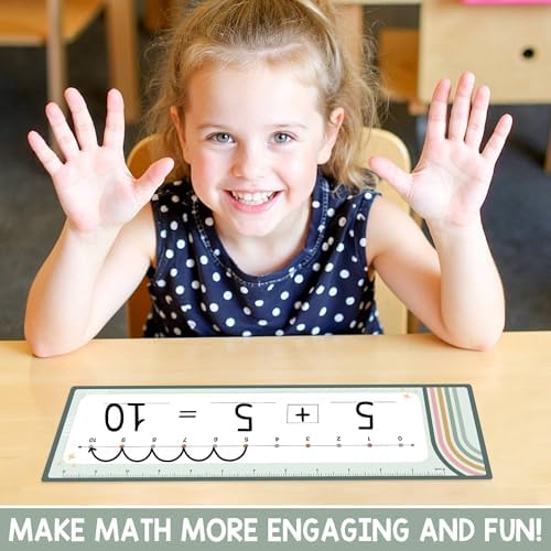 Number Line Dry Erase Boards Cards, 26 Pack 4x14 Rainbow Boho - Image 4