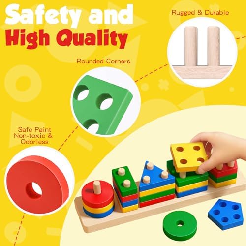 Montessori Toys for 2 3 Year Old Girls Boys, Wooden Sensory Toys for 2-3 Year Old Birthday Gifts, Education Toddler Puzzles Easter Basket Stuffers Learning Toy Activities Puzzles Ages 2-3 - Image 6