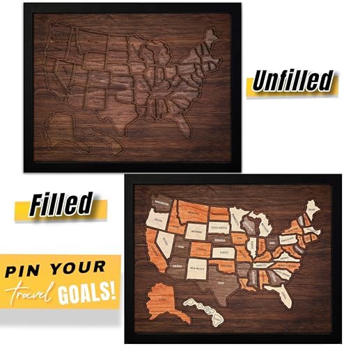flinelife USA Travel Map, 17x13, Wooden USA Map Puzzle, Perfect for Couples and Families Gift - Image 2