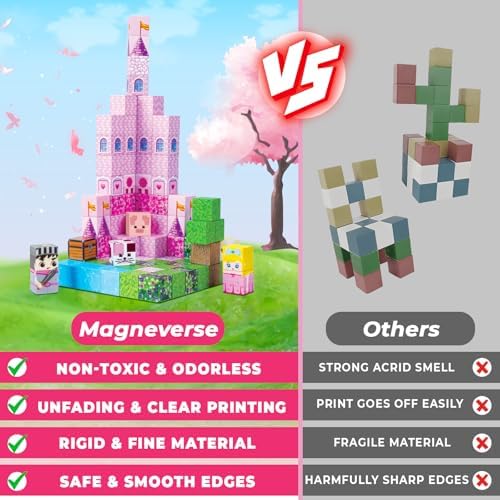 Magnetic Blocks - 100PCS Pink Princess Castle Magnetic Building Blocks, 3D Magnet Cubes for Girls, STEM Construction Toy for Kids Ages 3-12, Princess Toys for Kids Birthday Gifts - Image 4