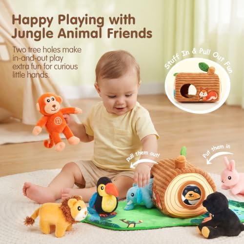 hahaland Baby Toys 6-12 Months, Jungle Plush Animal Set with Sounds & Words - Image 5