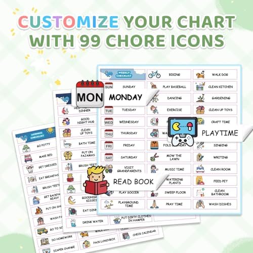 Upgraded Slider Chore Chart for Kids, Magnetic Kids Chore Chart for 2 Kids, Dry Erase Morning/Bedtime Routine Chart for Kids Toddlers, Visual Schedule for Kids - Image 3