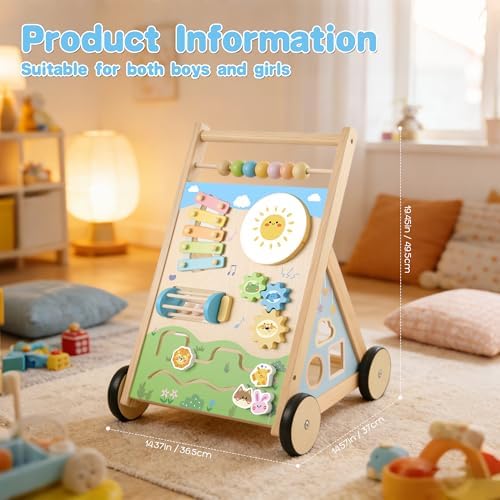Wooden Baby Walker with Wheels Baby Push Walker Montessori Walker Toy - Image 2