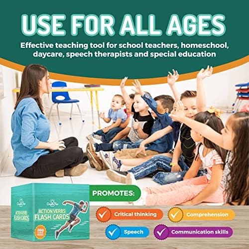 CreateFun 200 Action Verbs Flash Cards - Kids, Speech Therapy, ESL, Autism - Image 6