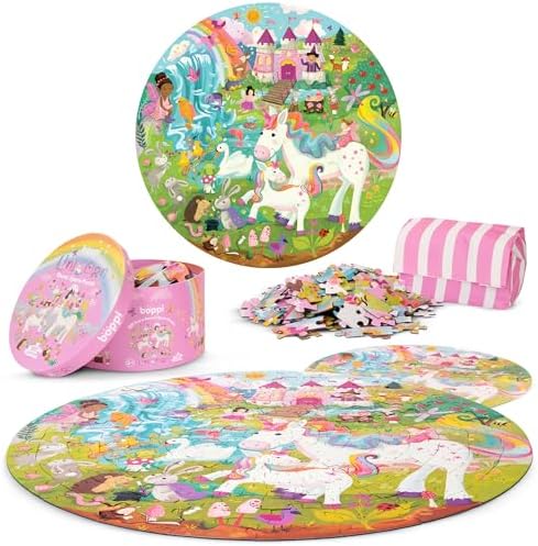 boppi Round 150 Piece Jigsaw for Kids Aged 5-8 | Educational Unicorn Puzzle with Magical Creatures & Fantasy Scenes | Eco-Friendly Recycled Cardboard - Image 2
