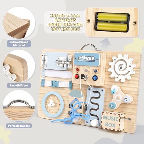 Joyreal Wooden Montessori Busy Board with Music Box for Toddlers - Image 4