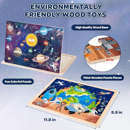 Puzzles for Kids Ages 4-6, 4 Packs 24 Pcs Wooden Jigsaw Puzzles for Toddlers Ages 2-4, Preschool Educational Map Puzzle Toys Gifts for 3 4 5 6 Boys Girls - Image 5