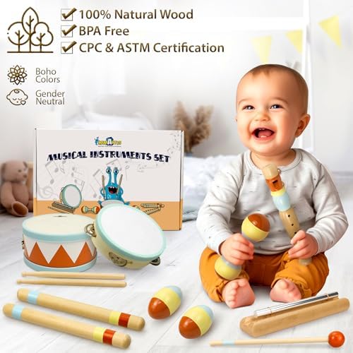 Toddler Musical Instruments Music Toys for Toddlers 1-3 with Wooden Drum - Image 3