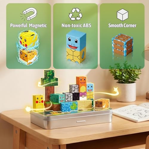 Mini Magnetic Blocks Pet Travel Toys, 35 PCS Magnetic Building Cubes with Metal Storage Case for Kids Ages 3-8, STEM Montessori Construction Toys for Toddlers, Airplane & Car Ride Essentials - Image 5