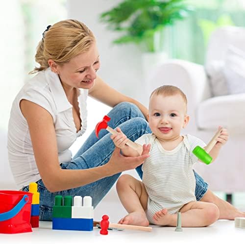 3pcs Wooden Mallet Toy Hammer Simulation Wooden Hammers Small Plastic Toddler Fake Hammer Portable Maintenance Kids Tools Toys Pretend for Boys Girls - Image 5