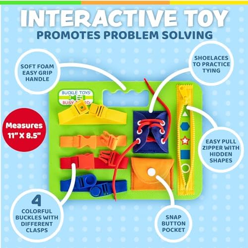 Buckle Toy, Busy Board, Green, Montessori Learning Toy for Toddlers - Image 3