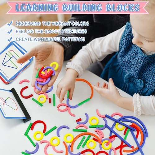 STEM Toys for Creative Learning Sticks & Rings Shape Building Blocks 160PCS Pattern Blocks Puzzle Educational Resources Montessori Toys for Preschool and Kindergarten Girls and Boys Ages 5+ - Image 7