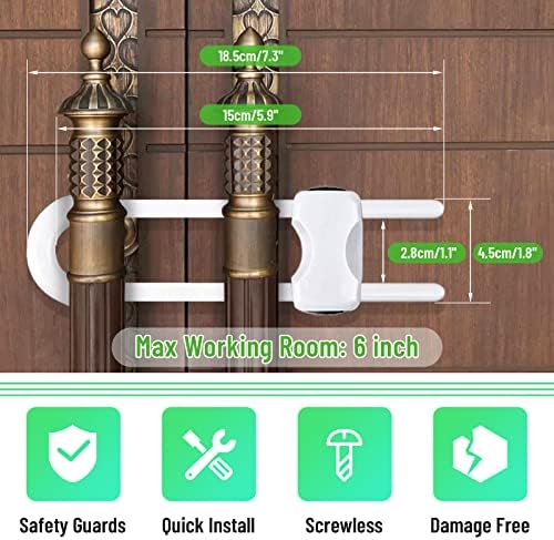 6 Packs Sliding Cabinet Locks, Baby Proofing U-Shaped Child Safety Latches - Image 2