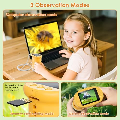 Temodu Kids Microscope 2.0" Screen 1000X Digital Microscope for Kids, Mini Pocket Handheld Microscopes for Children Birthday Festival Gift, Science Education Fun Toys for Boys Girls Ages 4-12 (Yellow) - Image 7