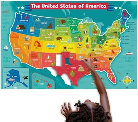 Chuckle & Roar USA Map Floor Puzzles for Kids Ages 4-6, Educational Toys by ChuckleRoar
