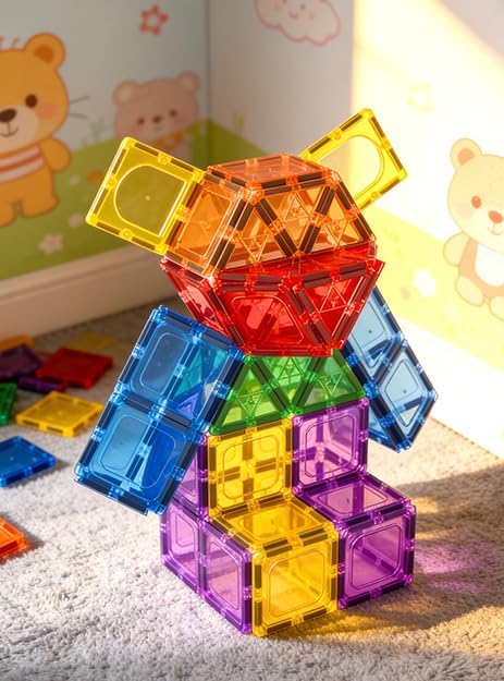 60 PCS Magnetic Building Tiles Kids Toys STEM Magnetic Blocks Sensory Toys - Image 7