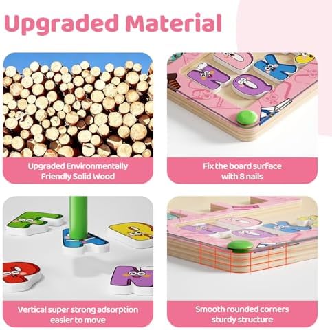 Magnetic Alphabet Maze, Montessori Toys，Magnetic Letter Maze Puzzles,Wooden Toddler Toys for Ages 3-5,Travel Toys for Boys Girls,Toddlers Kids Ideal Gift - Image 2