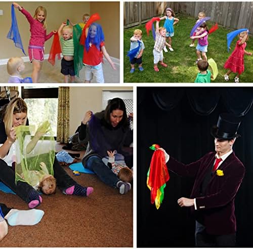 Lolakee Dance Scarves for Kids 12 Pcs - Upgraded Play Scarves for Babies, Toddlers, Children - Movement Square Juggling Silk Music Dancing Scarf - Rhythm Band Pro (6 Colors, 24" x 24") (Pack of 2) - Image 6