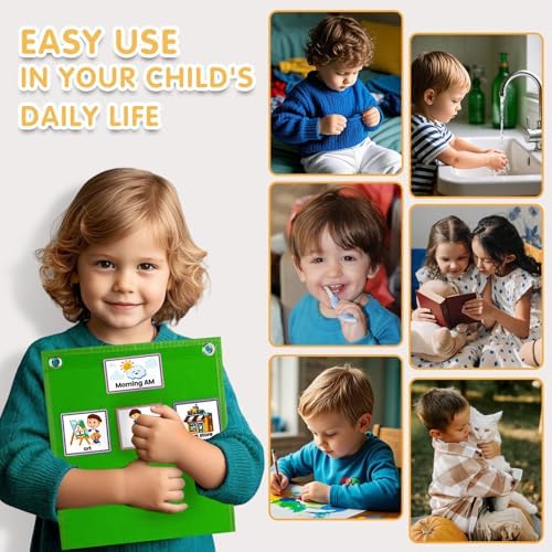ALSLEA Visual Schedule for Kids with Autism Chore Chart for Kids Daily Routine Chart Autism Learning Materials Toddler Planning Board Visual Schedule for Classroom, Home with 124 Cards (Green) - Image 3