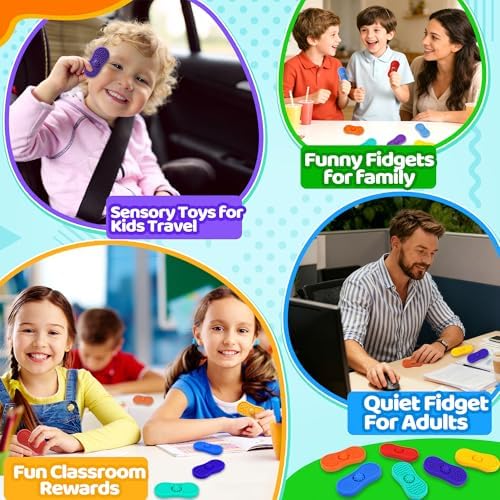 Sensory Fidget Toys for Kids 6 Pack Silicone Worry Stones for Autism ADHD Calming Down Quiet Figette Classroom Must Have Stress Toy for Anxiety Relief Office Desk Toy Set Easter Basket Stuffer Gift - Image 5