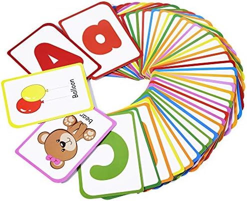 Alphabet Flash Cards for Toddlers: Teach Toddler ABC Letters & Words, 52 Double-Sided Uppercase and Lowercase Letters Cards - Preschool Learning by ZazzyKid