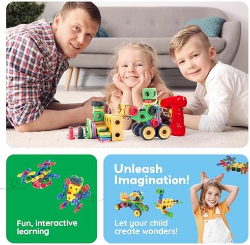 PicassoTiles 152pc STEM Construction Toy Building Set for Kids Ages 3+ Includes Power Drill, Ratchet, Idea Book, Storage Box Educational Engineering Science Kit & Sensory Toys for Boys & Girls PTN152 - Image 5