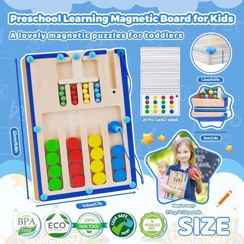 FCSONU Wooden Magnetic Color Matching Puzzle Board Toys for Toddlers 2-4 - Image 5