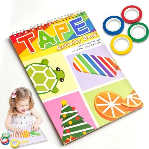 Tape Activity Books for Kids Age 3-5, Airplane Essential Travel Toys Road Trip Activities for Toddlers Preschool Classroom Must Have Supplies Quiet Car Ride Toys Girl Gifts for Kid Boy Toy Family Game by Kyerivs