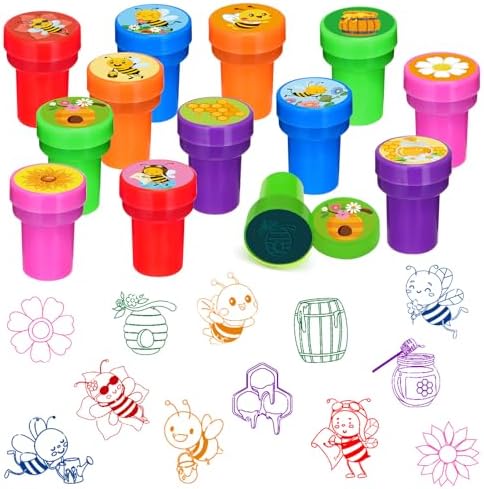 Cinrobiye 24 Pcs Bee Stampers Party Favor Set, Cute Honey Bee Stamps for Kids Birthday Party, Classroom Rewards, Carnival Prizes, Goody Bag Fillers, Bee Themed Party Supplies by Cinrobiye