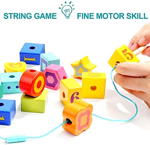TOP BRIGHT Wooden Lacing Beads, Montessori Fine Motor Toys for Toddlers 1-3 - Image 4
