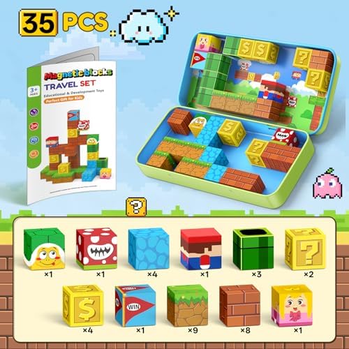 KAEILORU Magnetic Blocks Travel Toys for Kids Ages 4-8,35PCS Magnetic Cubes - Image 7